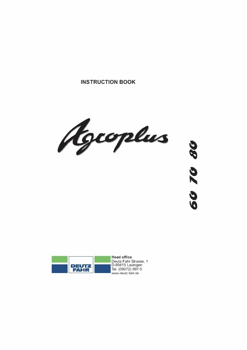 DEUTZ-FAHR AGROPLUS 60-70-80 English User Manual PDF Download