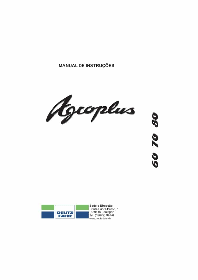 DEUTZ-FAHR AGROPLUS 60-70-80 Portogues User Manual PDF Download