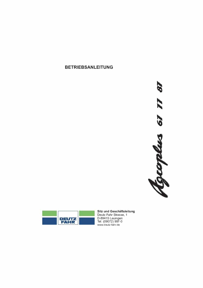 DEUTZ-FAHR AGROPLUS 67-77-87 Power Shuttle Deutsch User Manual PDF Download