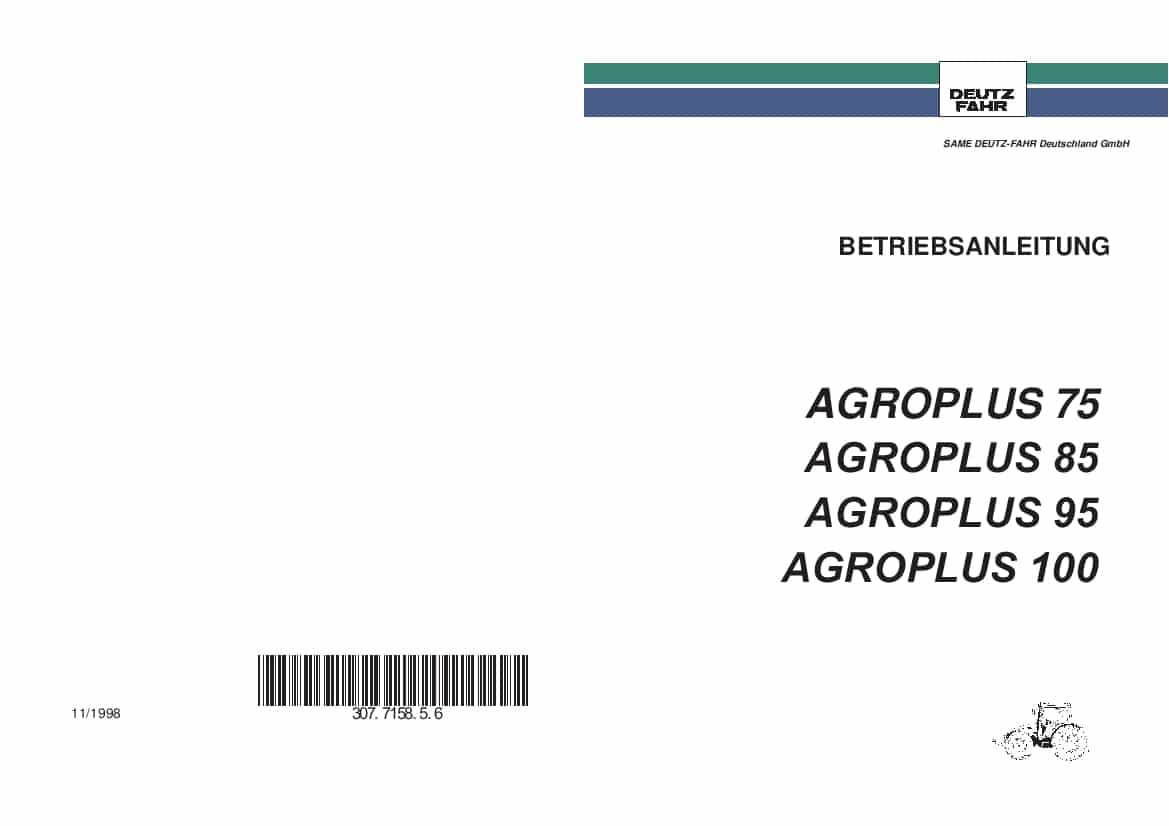 DEUTZ-FAHR AGROPLUS 75-85-95-100 Deutsch User Manual PDF Download