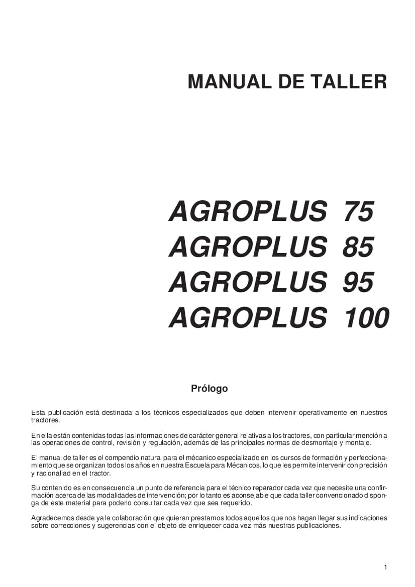 DEUTZ-FAHR AGROPLUS 75-85-95-100 Espanol Service Workshop Manual PDF Download