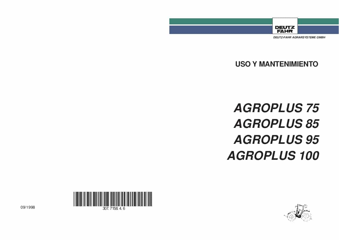 DEUTZ-FAHR AGROPLUS 75-85-95-100 Espanol User Manual PDF Download