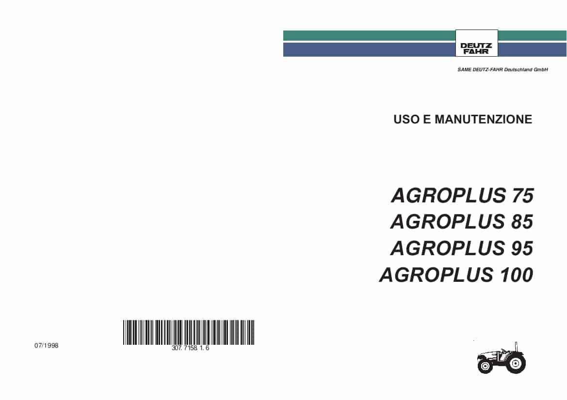 DEUTZ-FAHR AGROPLUS 75-85-95-100 Italiano User Manual PDF Download