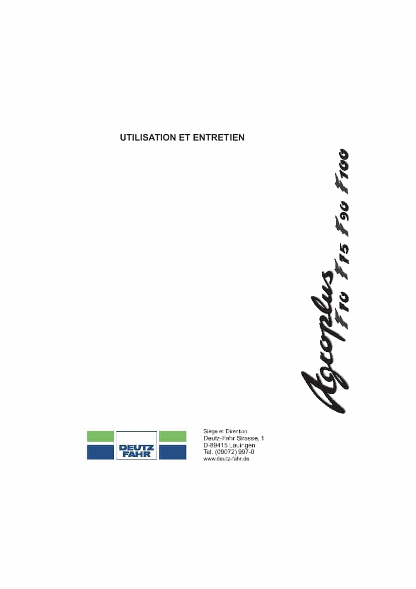 DEUTZ-FAHR AGROPLUS F 70-75-90 Inv. Mec. - Power Shuttle Francais User Manual PDF Download