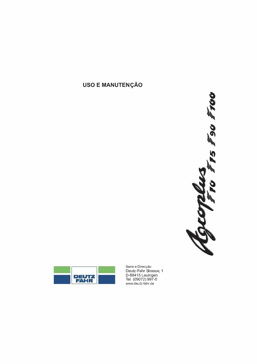 DEUTZ-FAHR AGROPLUS F 70-75-90 Inv. Mec. - Power Shuttle Portogues User Manual PDF Download