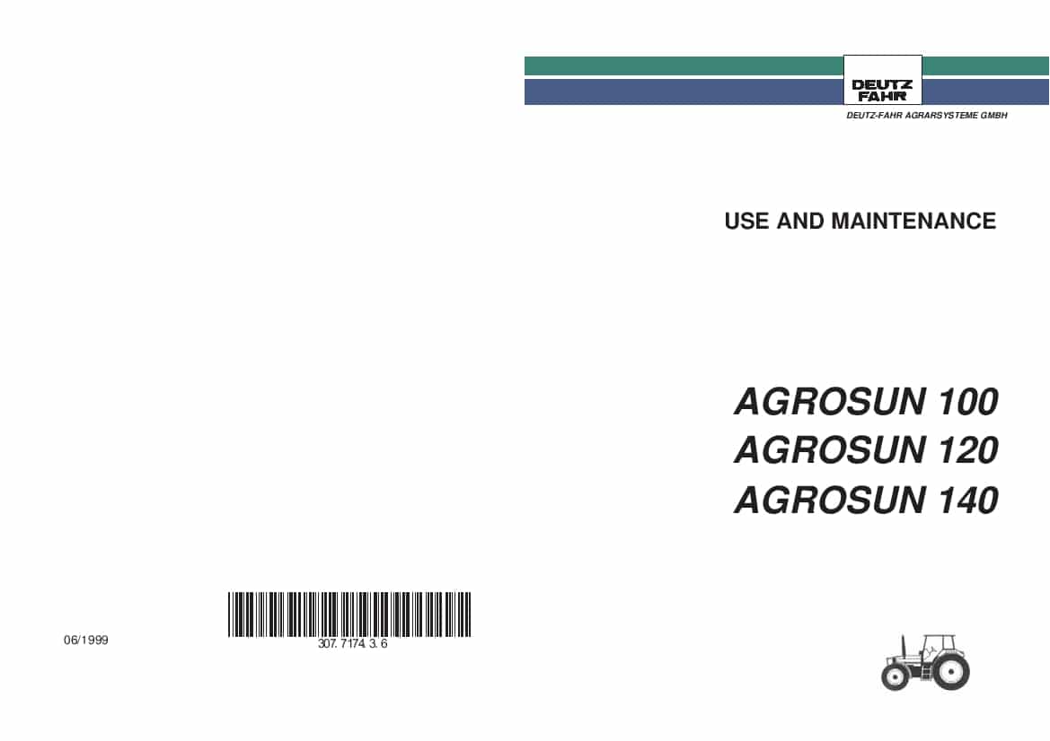 DEUTZ-FAHR AGROSUN 100-120-140 English User Manual PDF Download