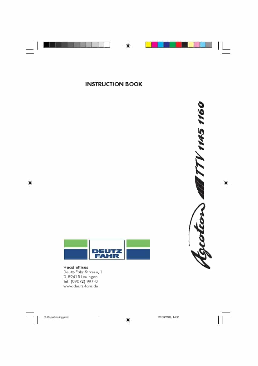 DEUTZ-FAHR AGROTRON 1145-1160 TTV English User Manual PDF Download