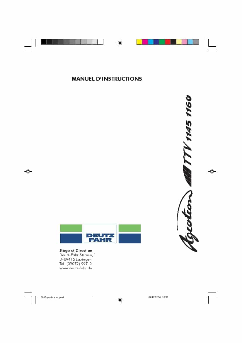 DEUTZ-FAHR AGROTRON 1145-1160 TTV Francais User Manual PDF Download