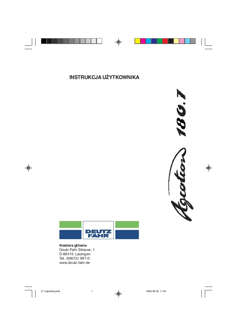 DEUTZ-FAHR AGROTRON 180.7 Polish User Manual PDF Download