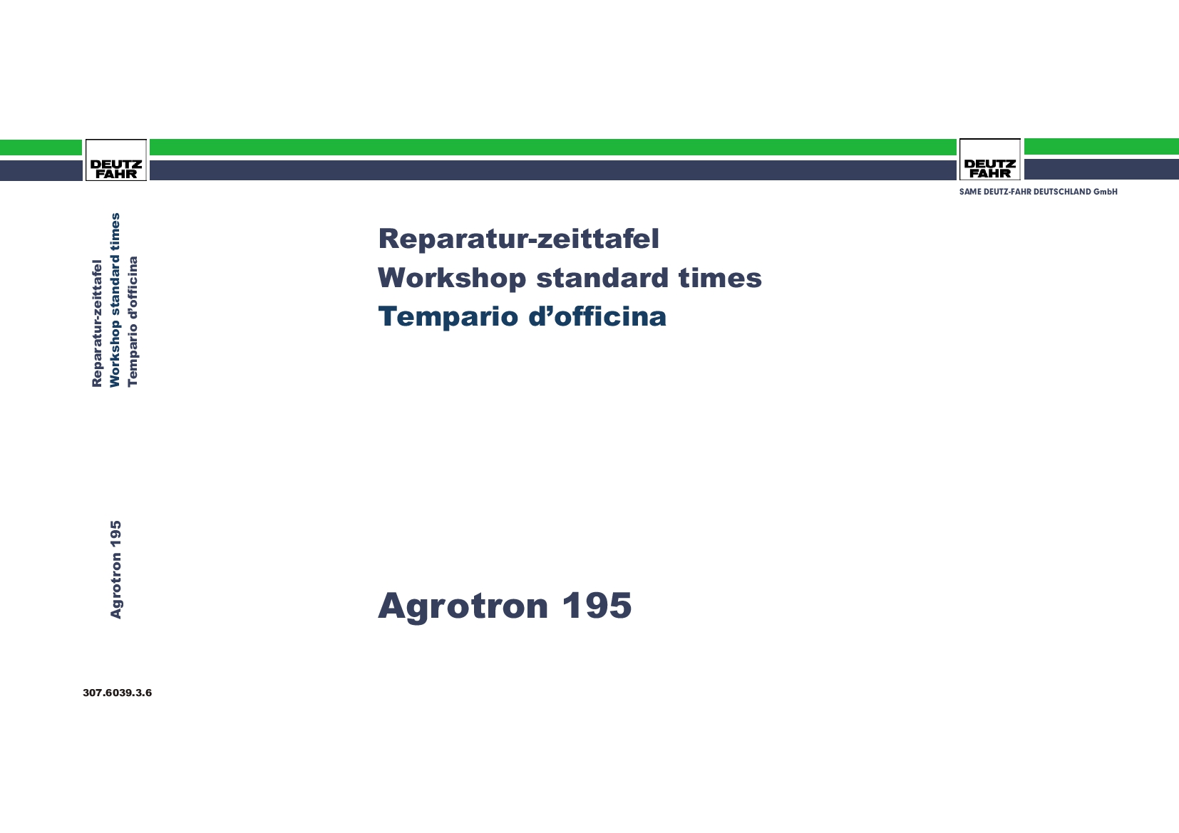 DEUTZ-FAHR AGROTRON 195 English Part Manual and Workshop standard times PDF Download