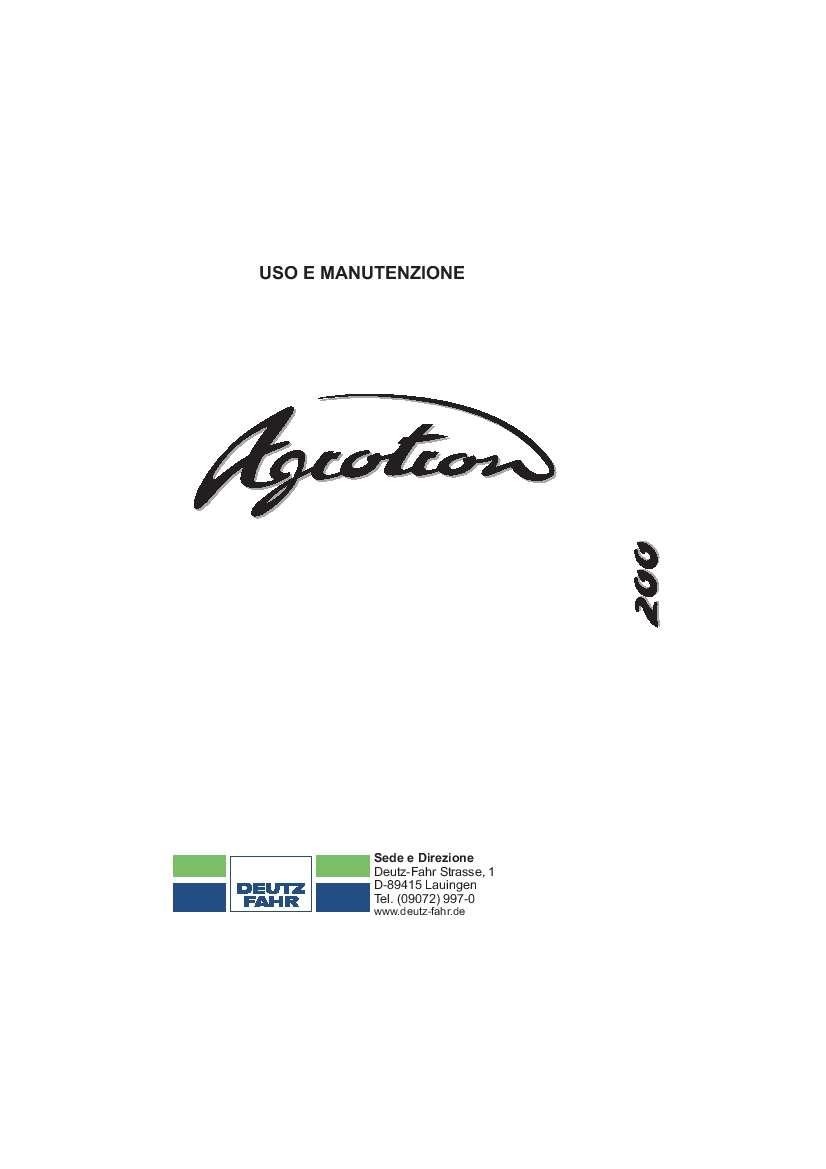 DEUTZ-FAHR AGROTRON 200 Italiano User Manual PDF Download