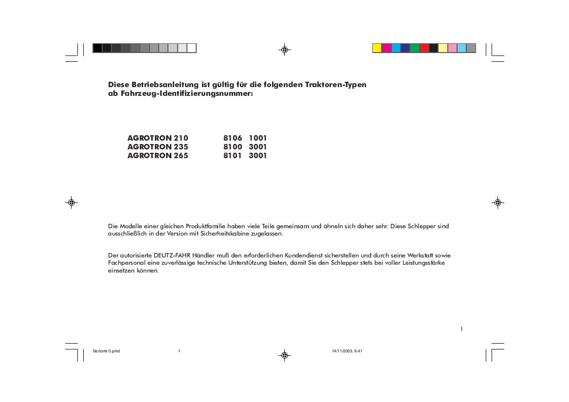 DEUTZ-FAHR AGROTRON 210-235-235 Deutsch User Manual PDF Download