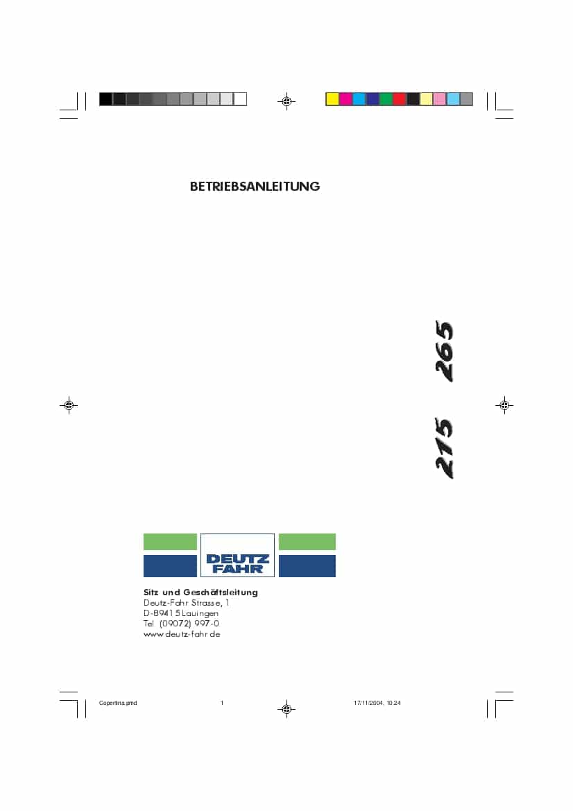 DEUTZ-FAHR AGROTRON 215 265 Deutsch User Manual PDF Download
