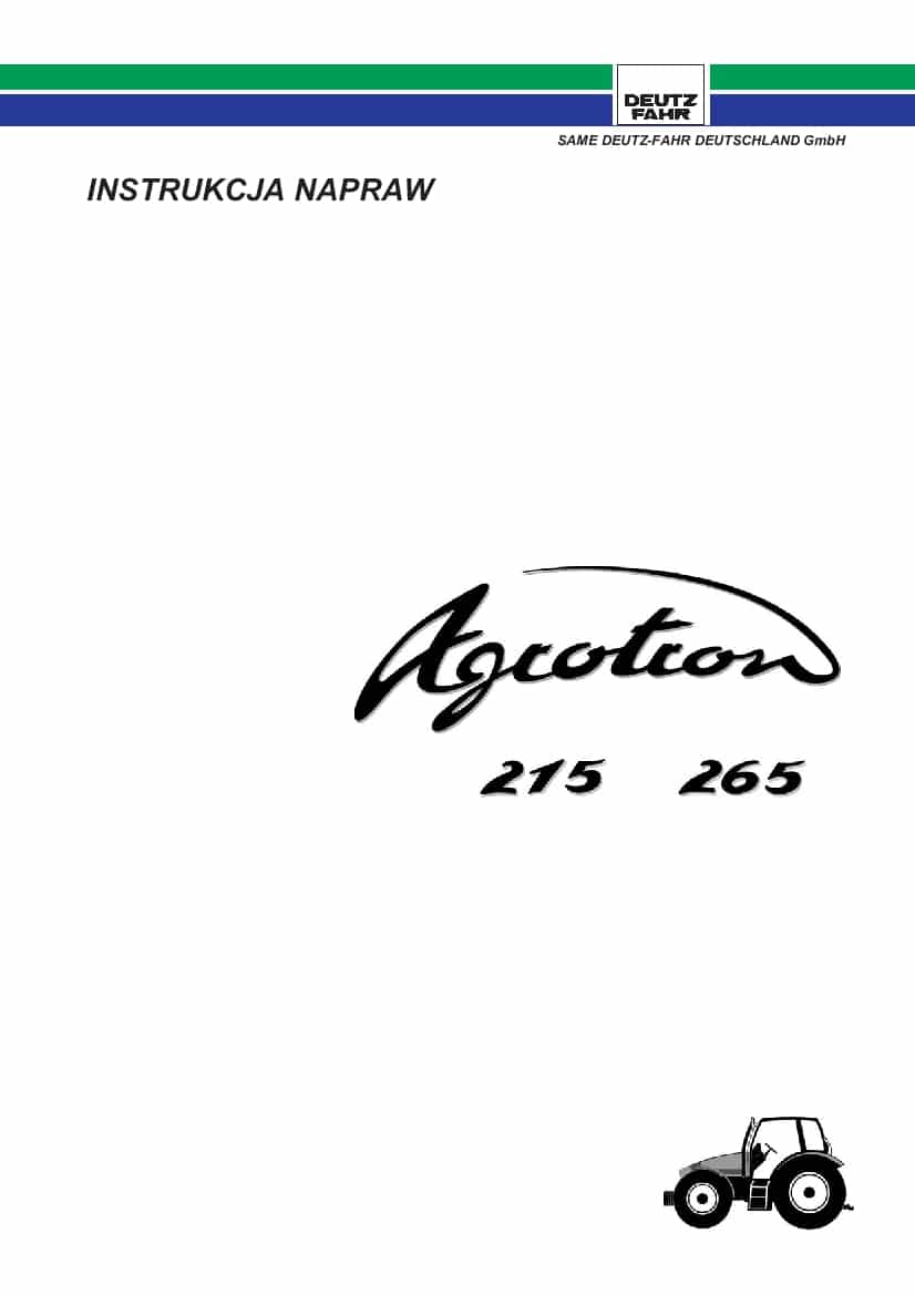 DEUTZ-FAHR AGROTRON 215-265 Polish Service Workshop Manual PDF Download