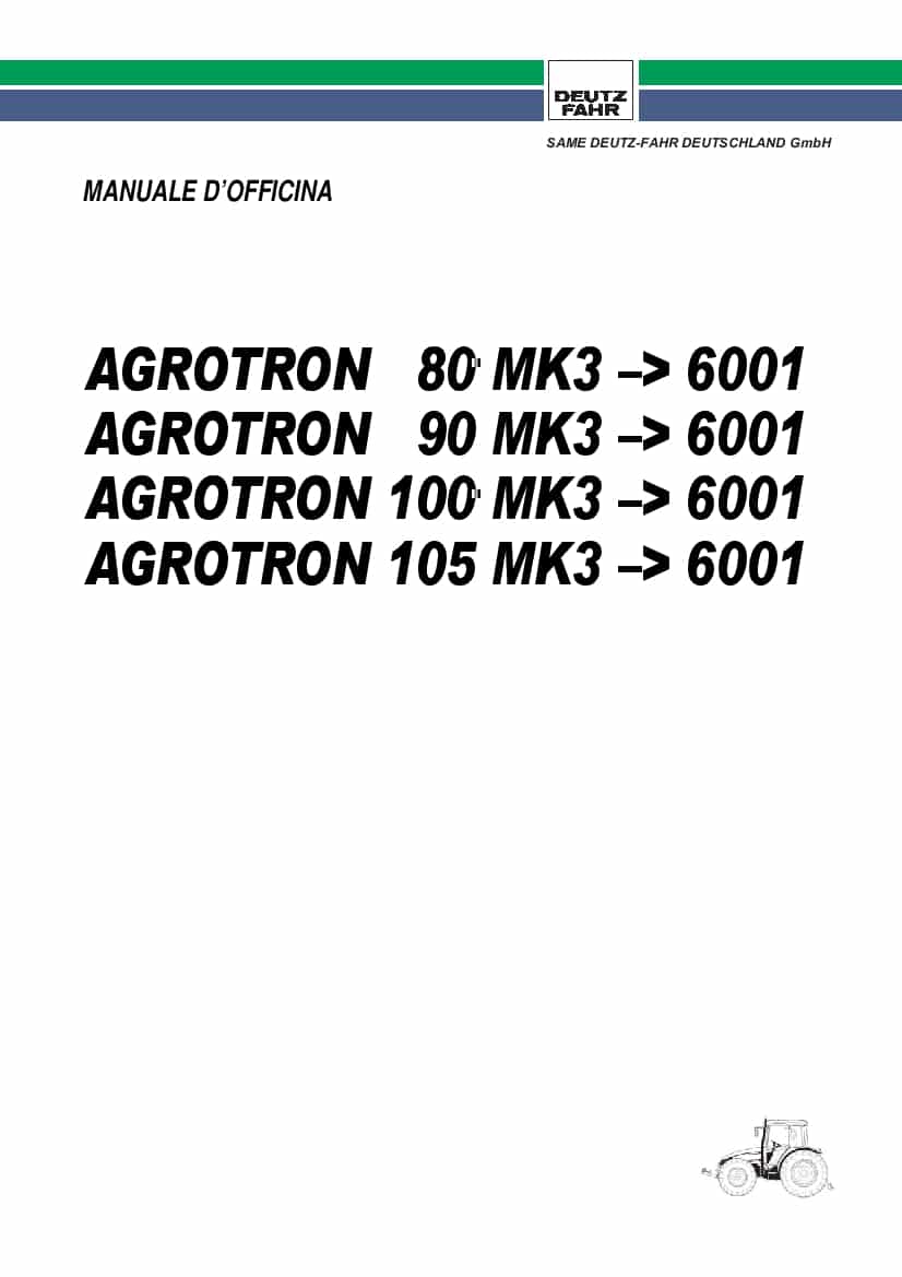 DEUTZ-FAHR AGROTRON 80-90-100-105 Italiano Service Workshop Manual PDF Download
