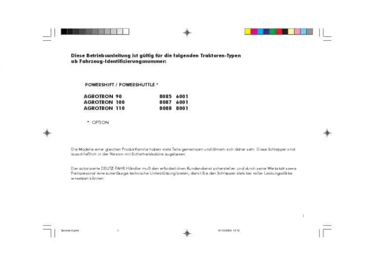 DEUTZ-FAHR AGROTRON 90-100-110 Deutsch User Manual PDF Download