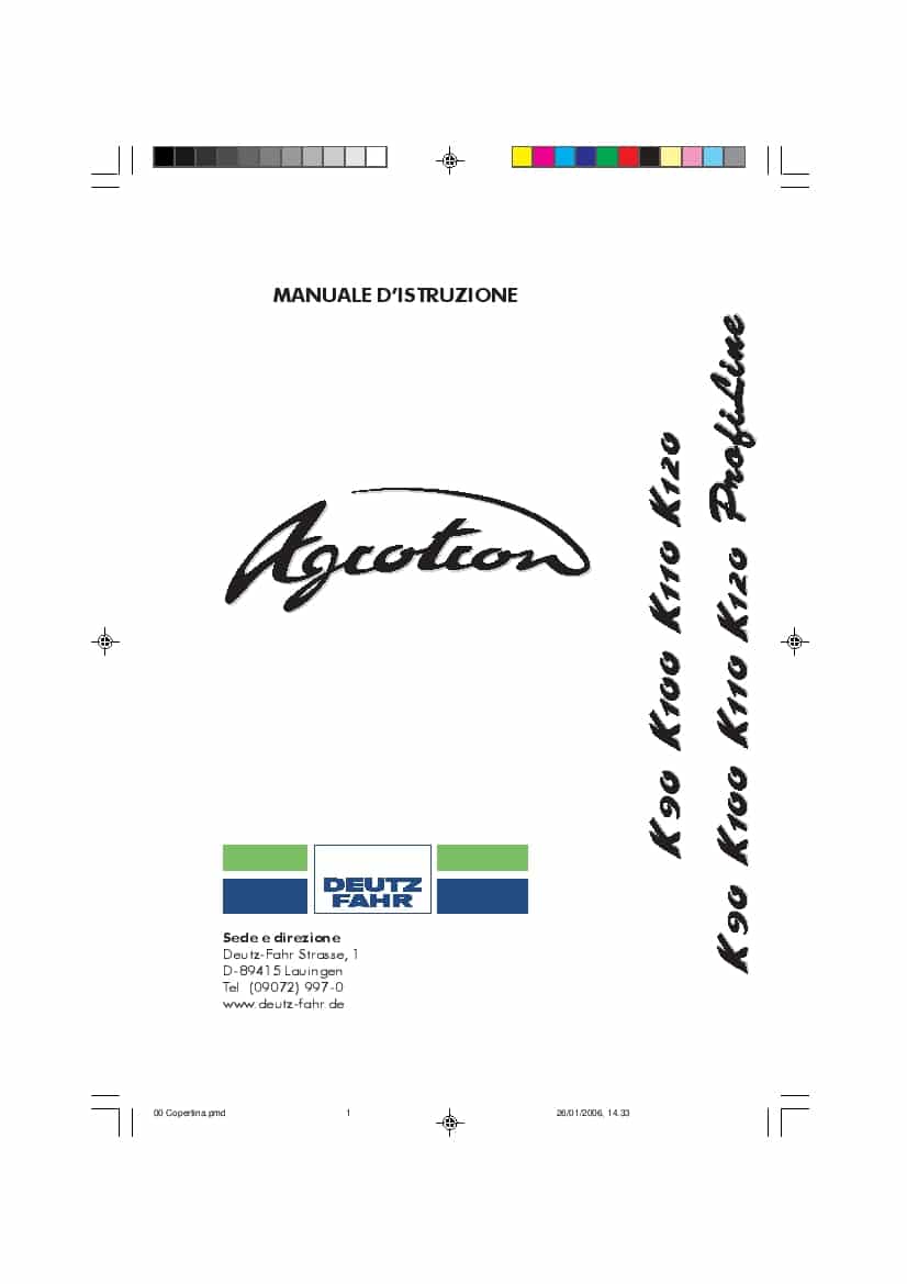DEUTZ-FAHR AGROTRON K 90-100-110-120 90-100-110-120 Profiline Italiano User Manual PDF Download