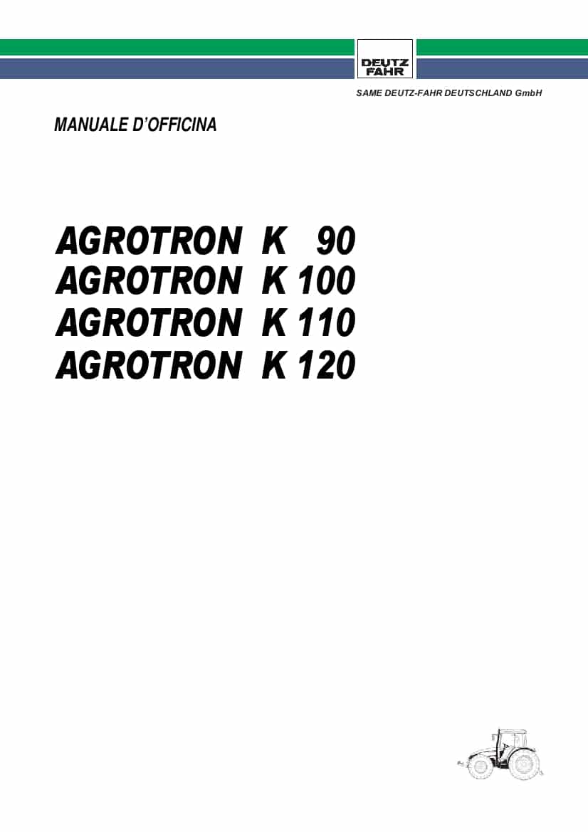 DEUTZ-FAHR AGROTRON K 90-100-110-120 Italiano Service Workshop Manual PDF Download