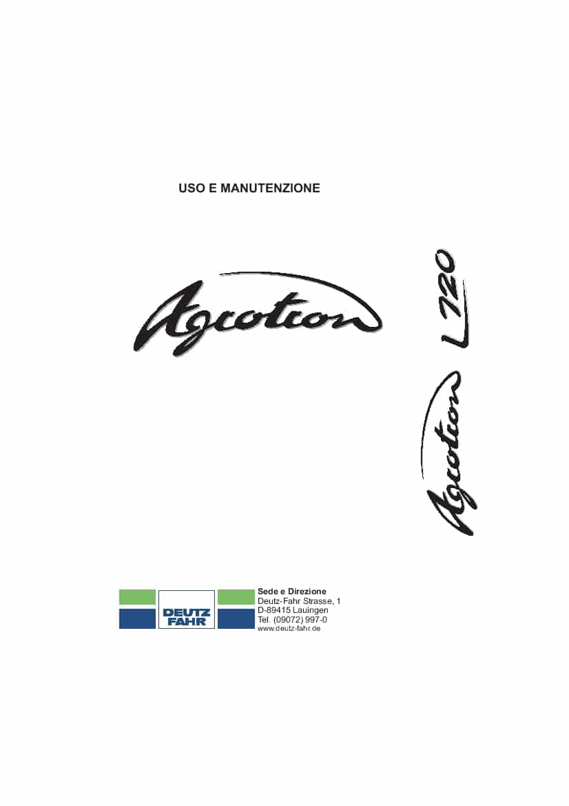 DEUTZ-FAHR AGROTRON L 720 Italiano User Manual PDF Download