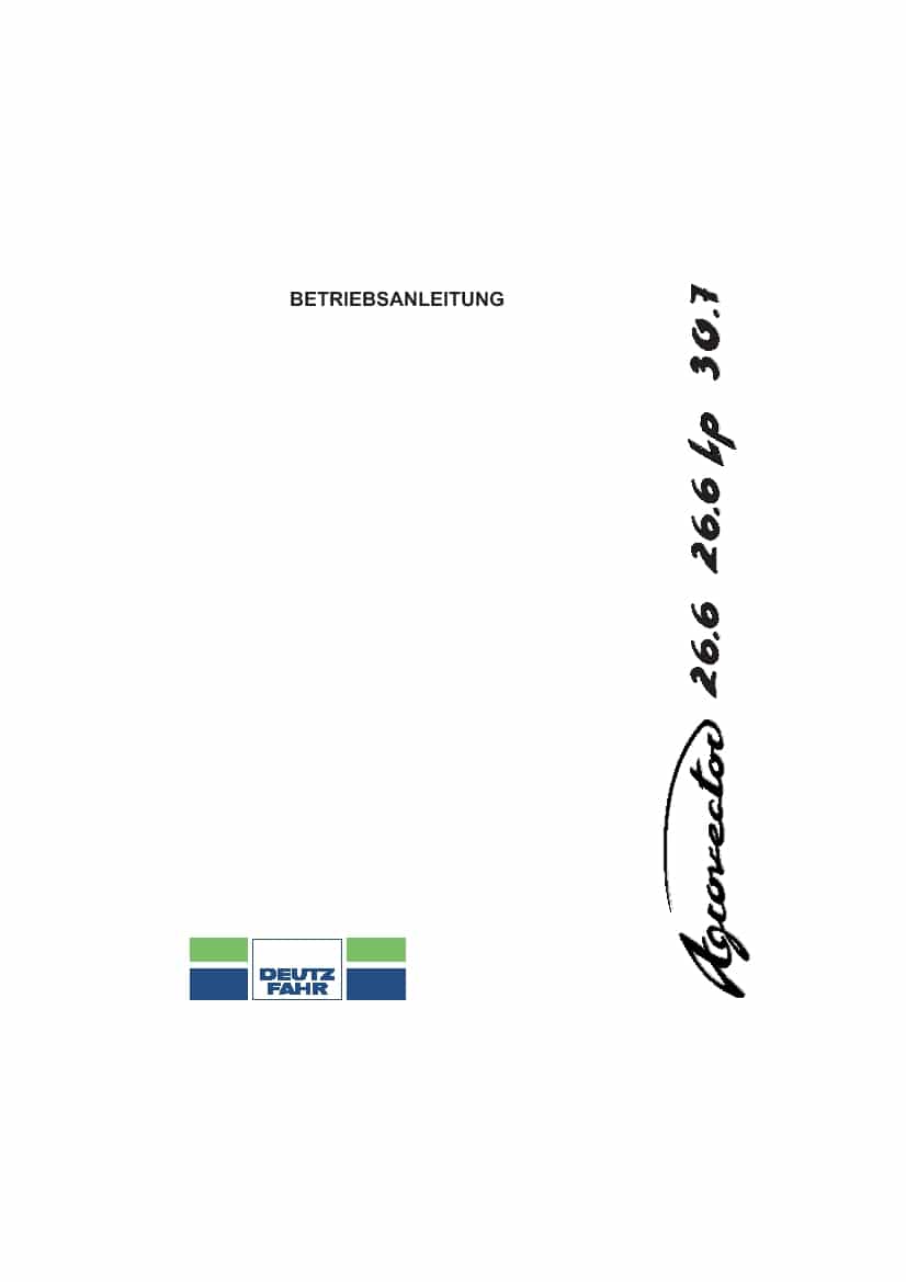DEUTZ-FAHR AGROVECTOR 26.6-26.6 Lp-30.7 Deutsch User Manual PDF Download