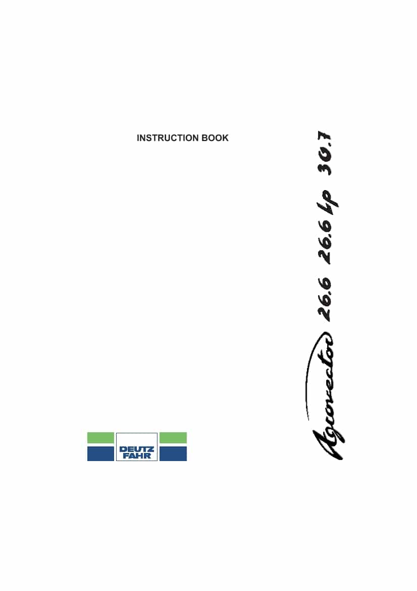 DEUTZ-FAHR AGROVECTOR 26.6-26.6 Lp-30.7 English User Manual PDF Download