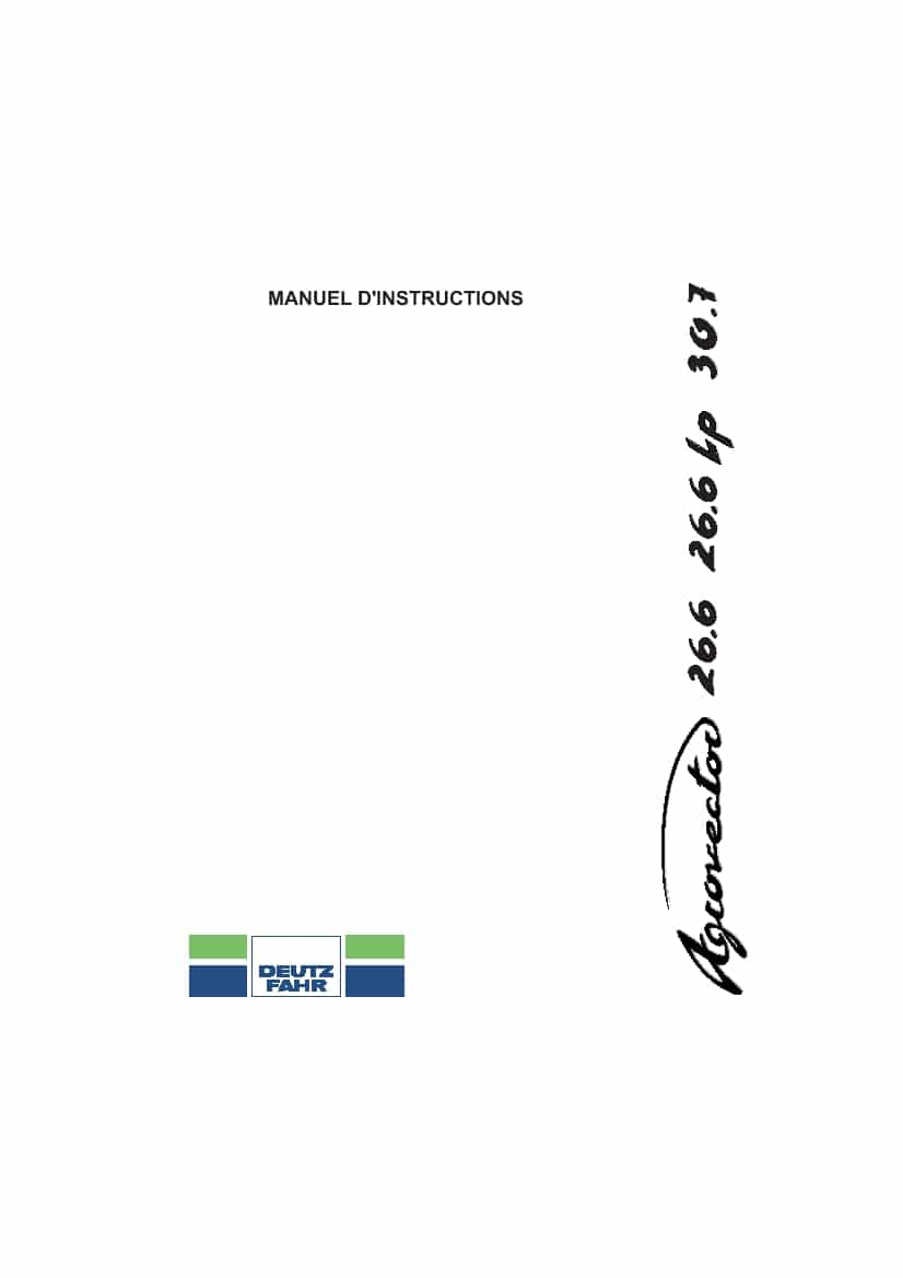 DEUTZ-FAHR AGROVECTOR 26.6-26.6 Lp-30.7 Francais User Manual PDF Download