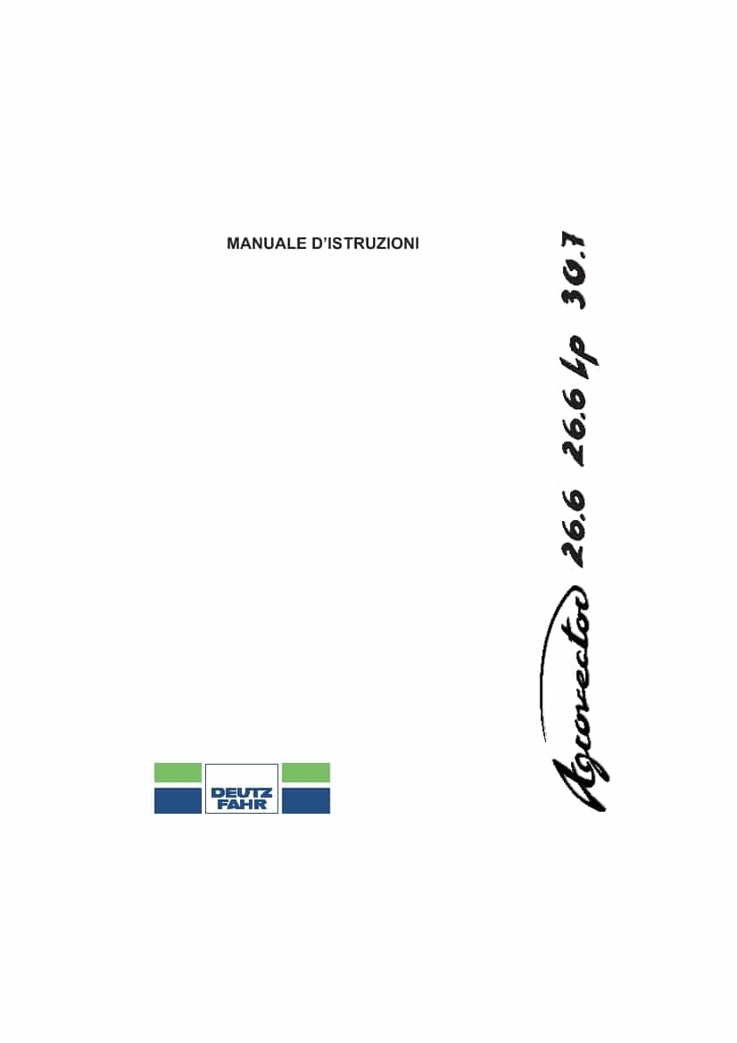 DEUTZ-FAHR AGROVECTOR 26.6-26.6 Lp-30.7 Italiano User Manual PDF Download