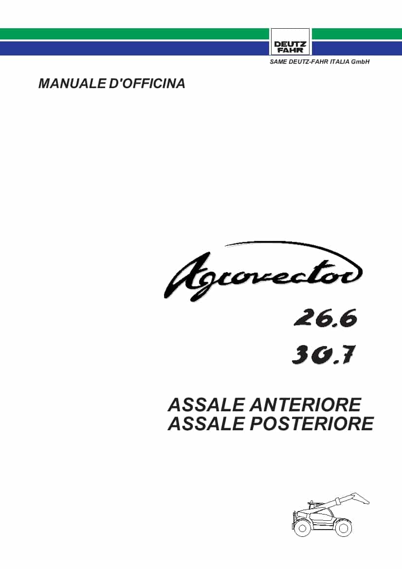 DEUTZ-FAHR FRONT AND REAR AXLE AGROVECTOR 26.6 - 30.7 English Service Workshop Manual PDF Download