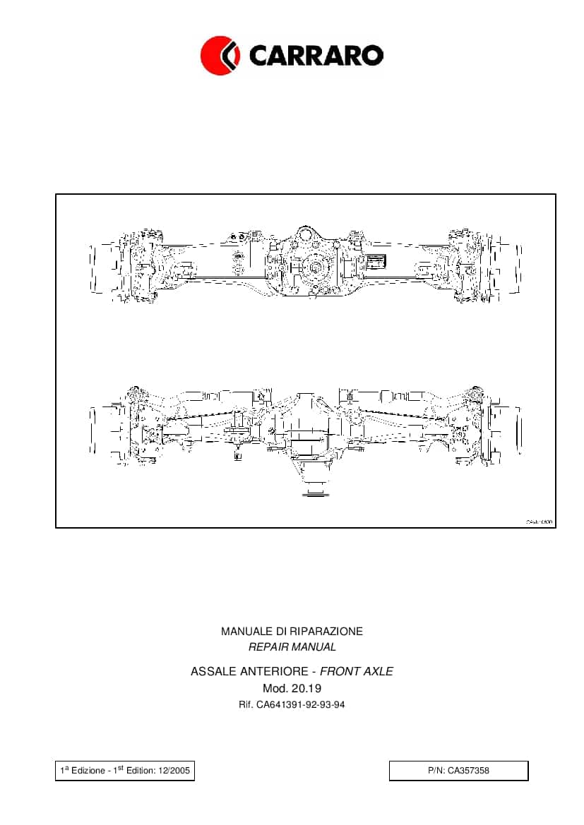 DEUTZ-FAHR FRONT AXLE FOR AGROTRON K 90-100-110-120 Italiano Service Workshop Manual PDF Download