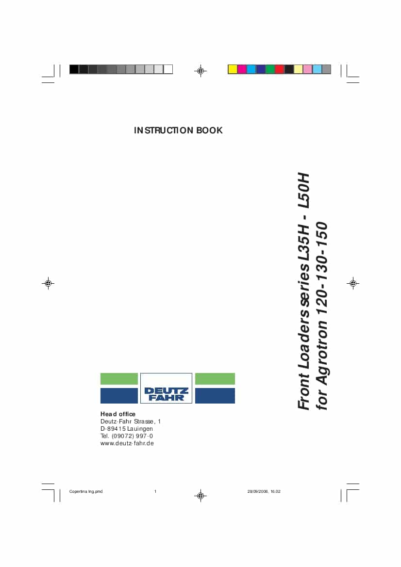 DEUTZ-FAHR FRONT LOADERS - AGROTRON English User Manual PDF Download