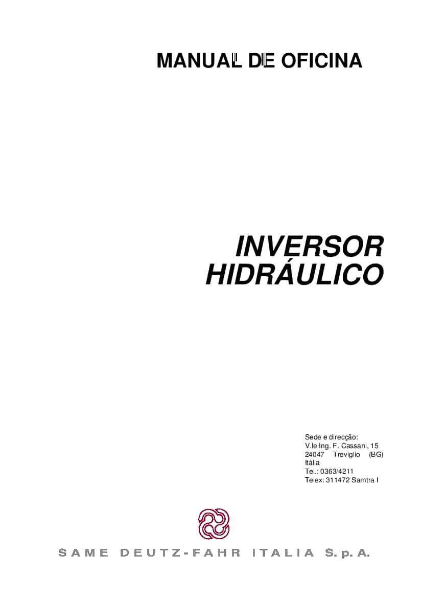DEUTZ-FAHR HYDRAULIC INVERSOR 110-130 Portogues Service Workshop Manual PDF Download