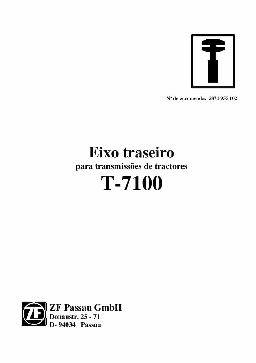 DEUTZ-FAHR REAR AXLE T-7100 Portogues Service Workshop Manual PDF Download