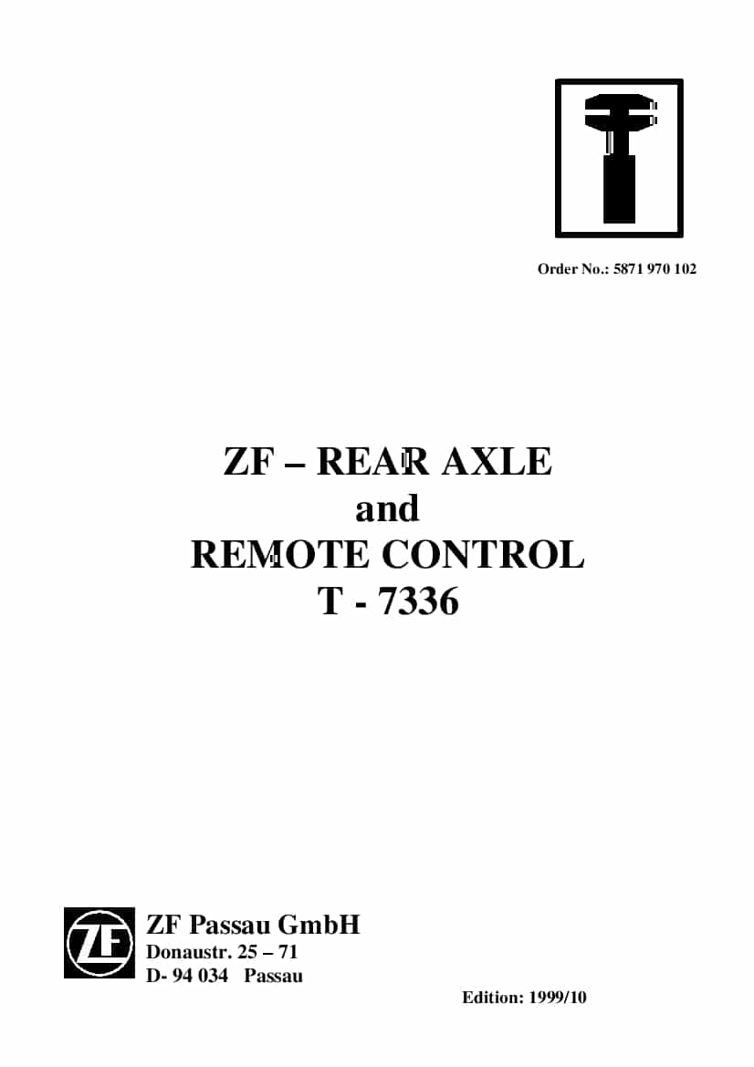 DEUTZ-FAHR REAR AXLE T-7336 English Service Workshop Manual PDF Download