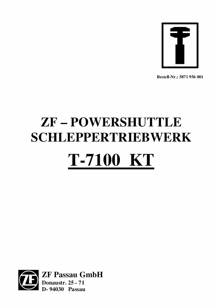 DEUTZ-FAHR TRANSMISSION POWERSHUTTLE T-7100 KT Deutsch Service Workshop Manual PDF Download