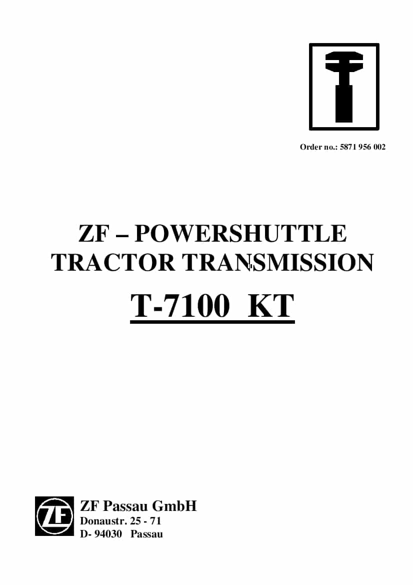 DEUTZ-FAHR TRANSMISSION POWERSHUTTLE T-7100 KT English Service Workshop Manual PDF Download