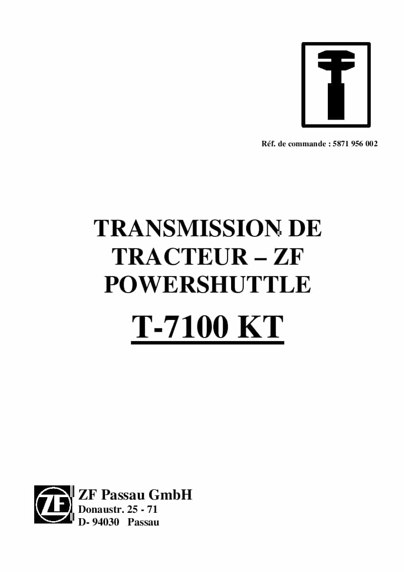 DEUTZ-FAHR TRANSMISSION POWERSHUTTLE T-7100 KT Francais Service Workshop Manual PDF Download