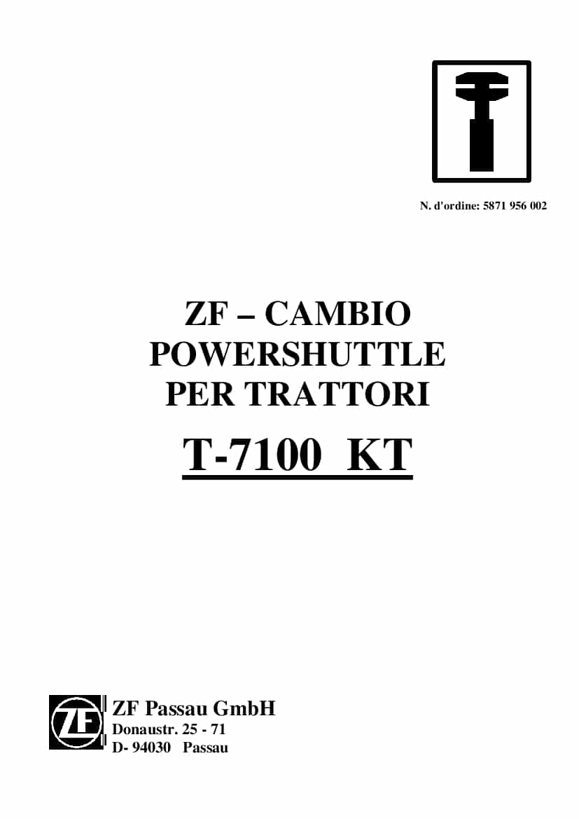 DEUTZ-FAHR TRANSMISSION POWERSHUTTLE T-7100 KT Italiano Service Workshop Manual PDF Download