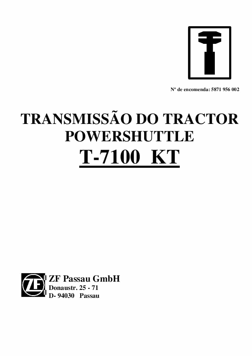 DEUTZ-FAHR TRANSMISSION POWERSHUTTLE T-7100 KT Portogues Service Workshop Manual PDF Download