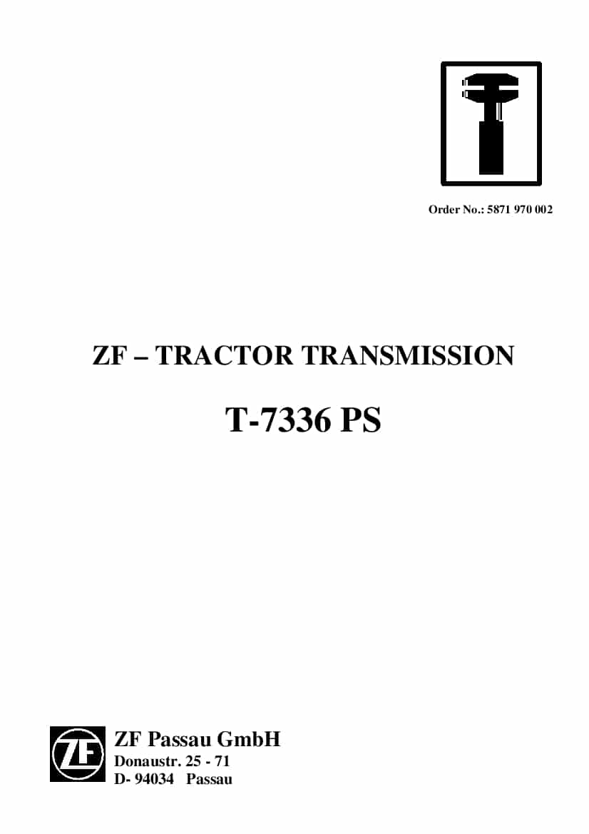 DEUTZ-FAHR TRANSMISSION T-7336 PS English Service Workshop Manual PDF Download