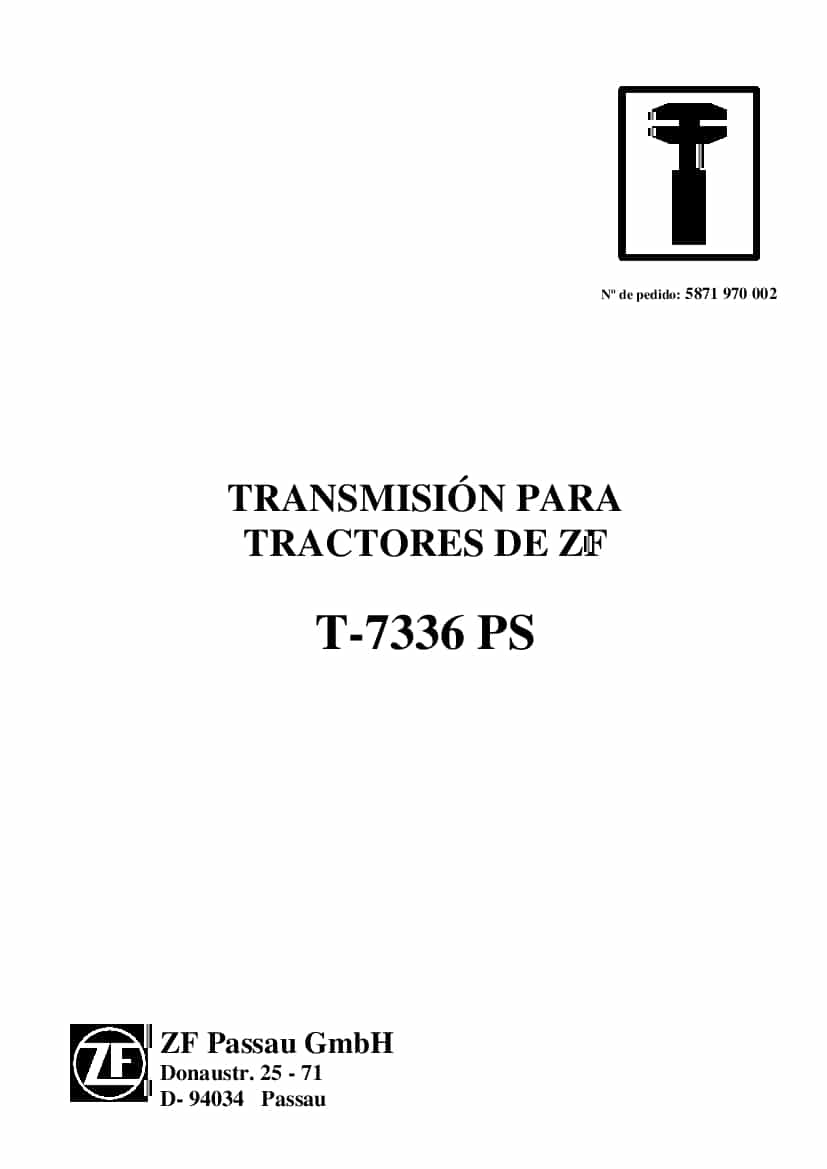 DEUTZ-FAHR TRANSMISSION T-7336 PS Espanol Service Workshop Manual PDF Download