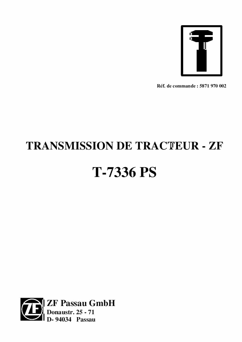 DEUTZ-FAHR TRANSMISSION T-7336 PS Francais Service Workshop Manual PDF Download