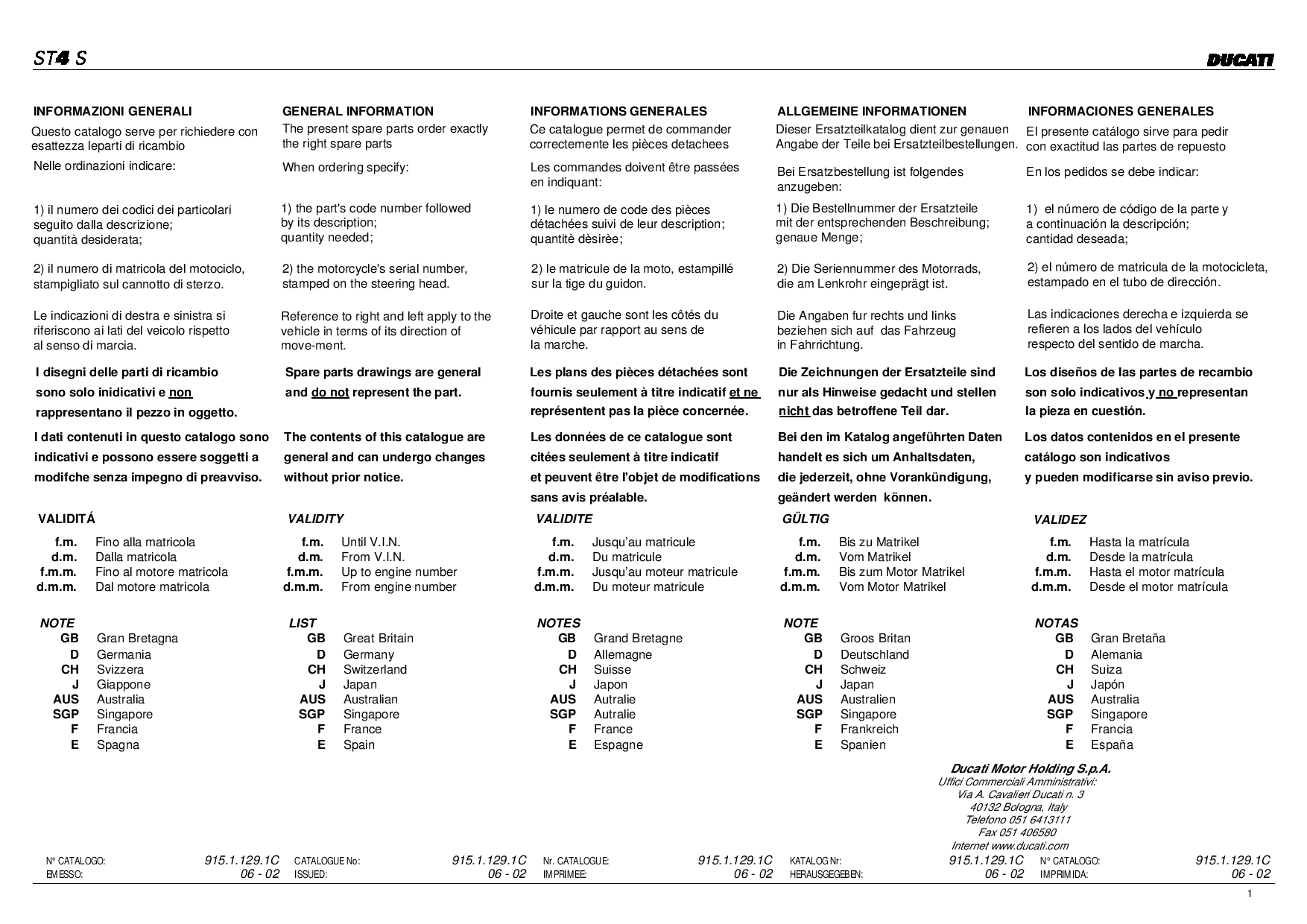 Ducati ST 4S Eu 03 Ed 2000 Parts List PDF Download
