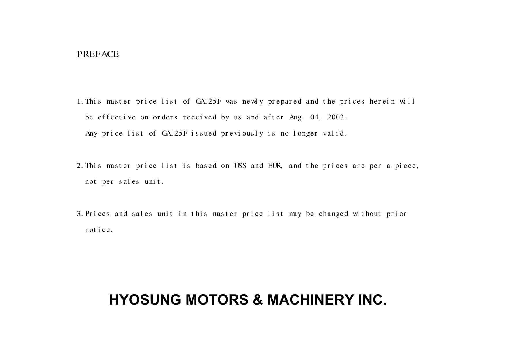 Hyosung Cruise 125 Parts List PDF Download