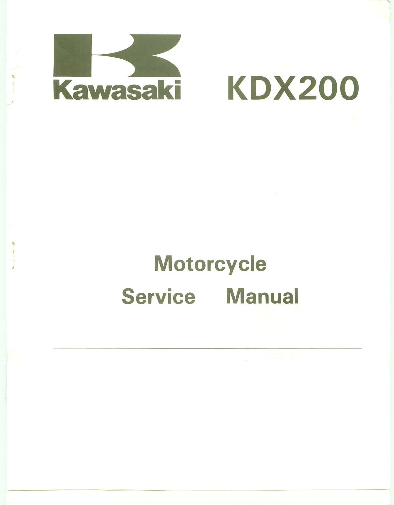 Kawasaki KDX 200 1989 1994 Repair Manual PDF Download - Service manual