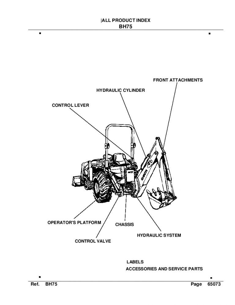 Kubota BH75 Part Manual PDF Download