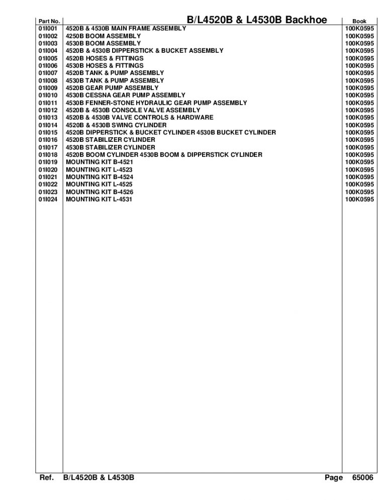Kubota BL4520B L4530B Part Manual PDF Download
