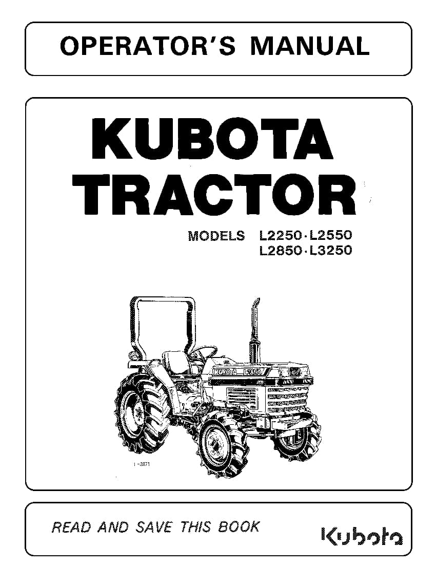 Kubota L2250 L2550 L2850 L3250 Operation manual PDF Download  Service manual  Repair manual 