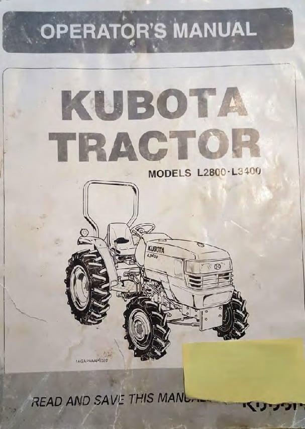 Kubota l3400 parts manual