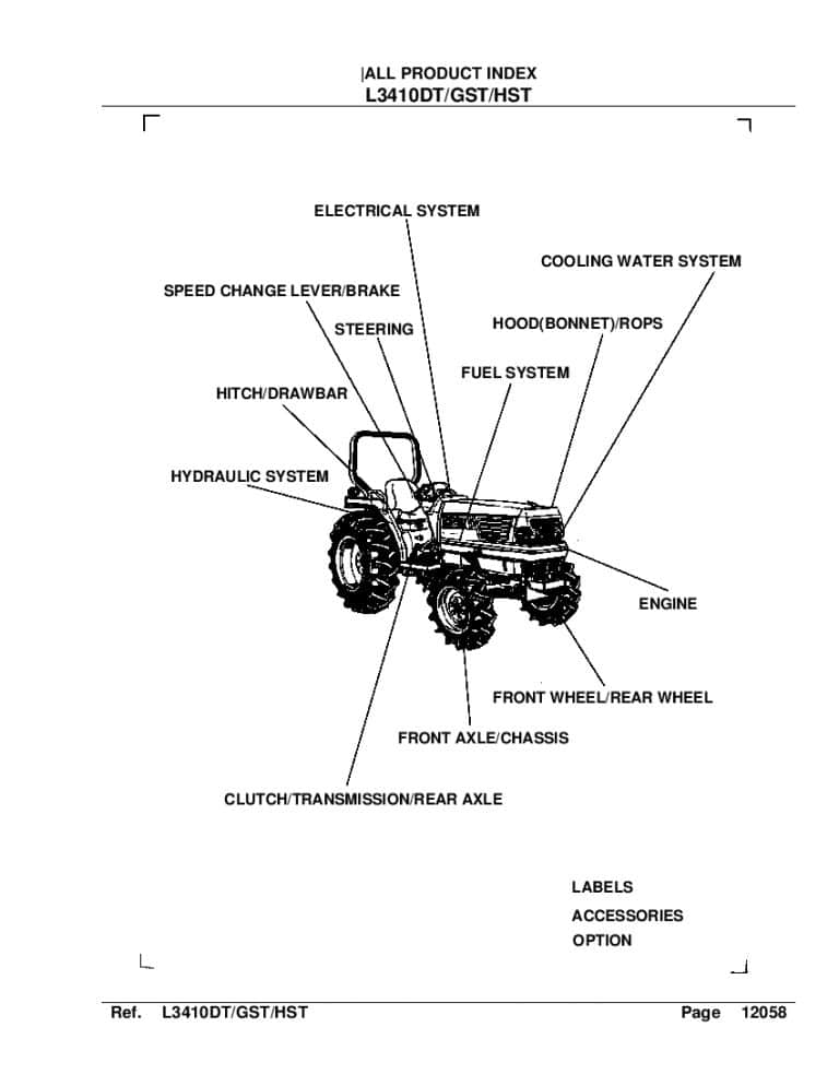 Kubota L3410DT GST HST Part Manual PDF Download