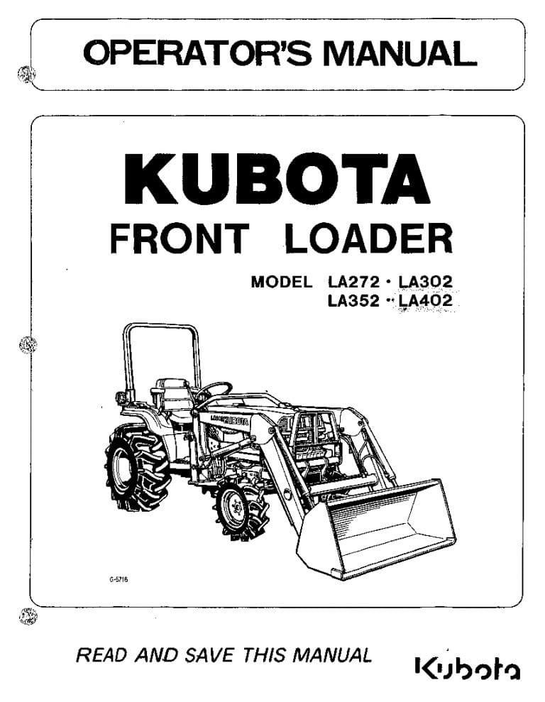 Kubota LA272 LA302 LA352 LA402 Operation manual PDF Download